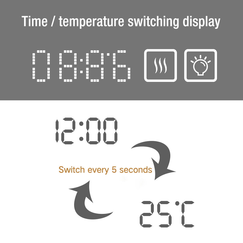 LED Smart Bathroom Mirror with Clock & Magnification