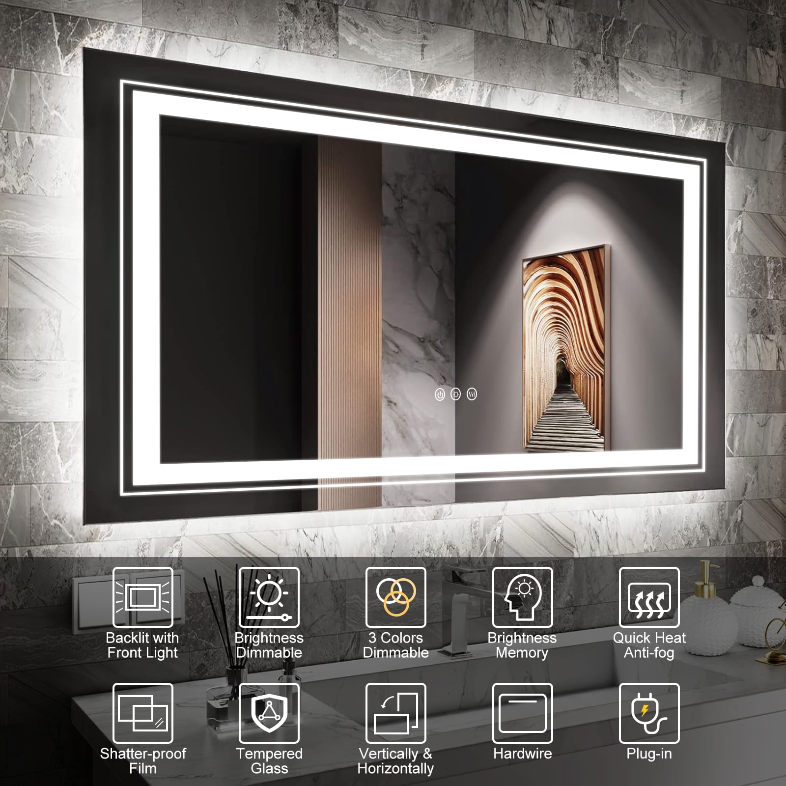 LED Backlit Bathroom Mirror with Smart Features