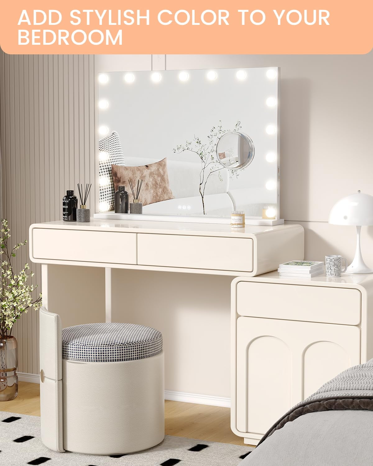 19" LED Vanity Makeup Mirror with 360° Rotation