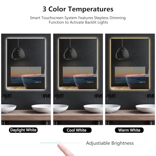Smart Touch Screen Vanity Mirror with LED Lights