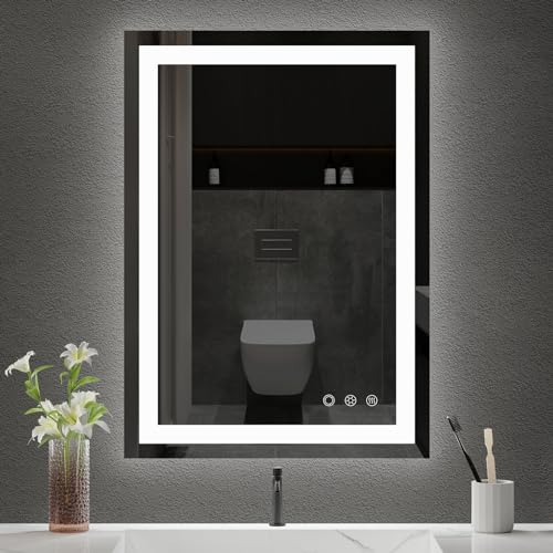 LED Bathroom Mirror 20x28 Inch - Anti-Fog, Dimmable