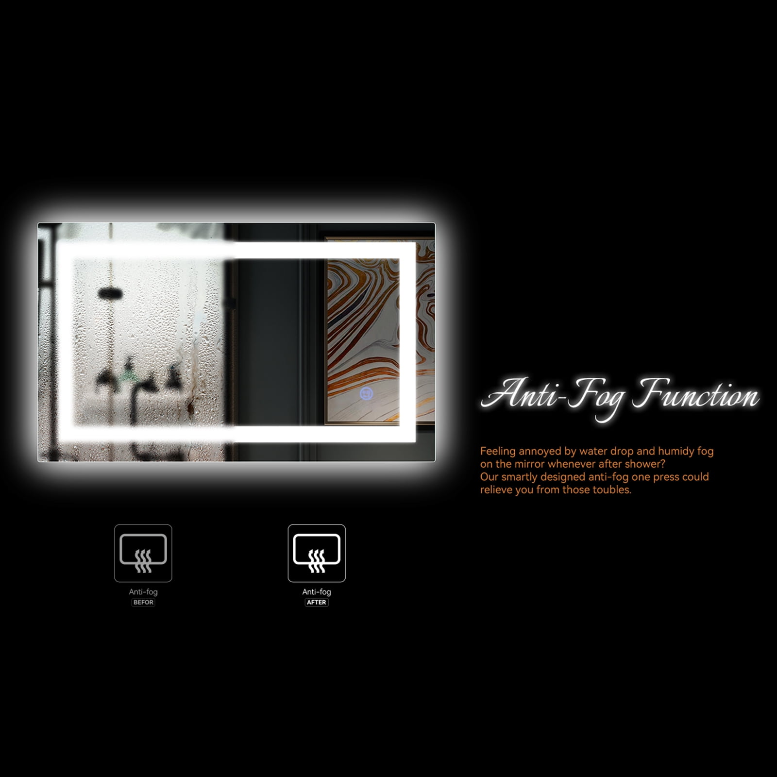 UBesGoo 36x28 Dimmable LED Bathroom Mirror