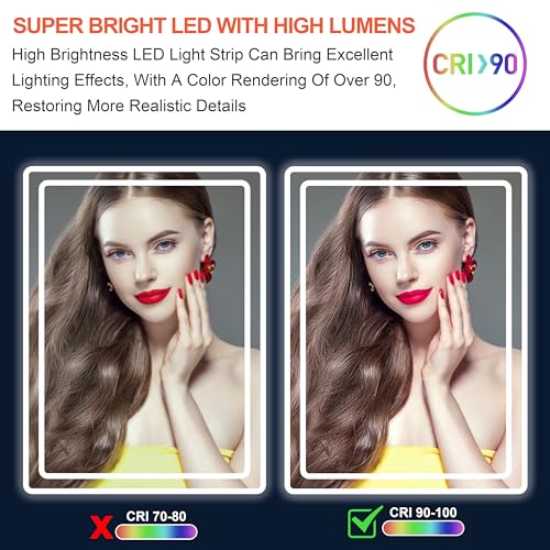 48x30 in Touch Screen LED Bathroom Mirror