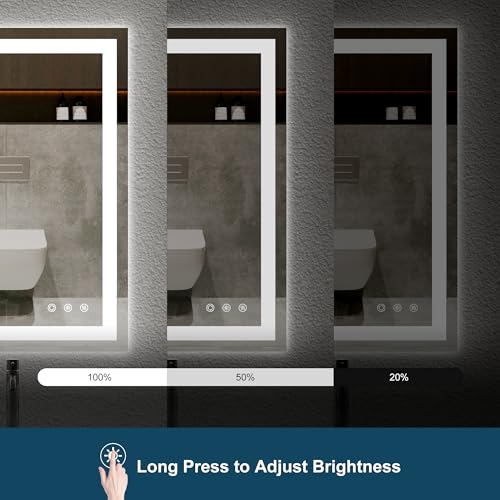 LED Bathroom Mirror 20x28 Inch - Anti-Fog, Dimmable