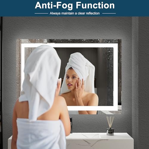 LED Bathroom Mirror 20x28 Inch - Anti-Fog, Dimmable