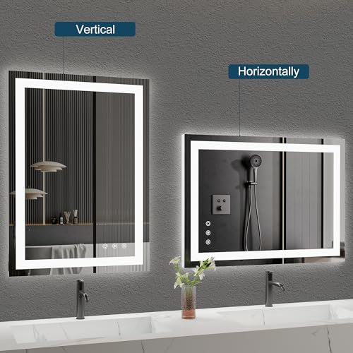 LED Bathroom Mirror 20x28 Inch - Anti-Fog, Dimmable