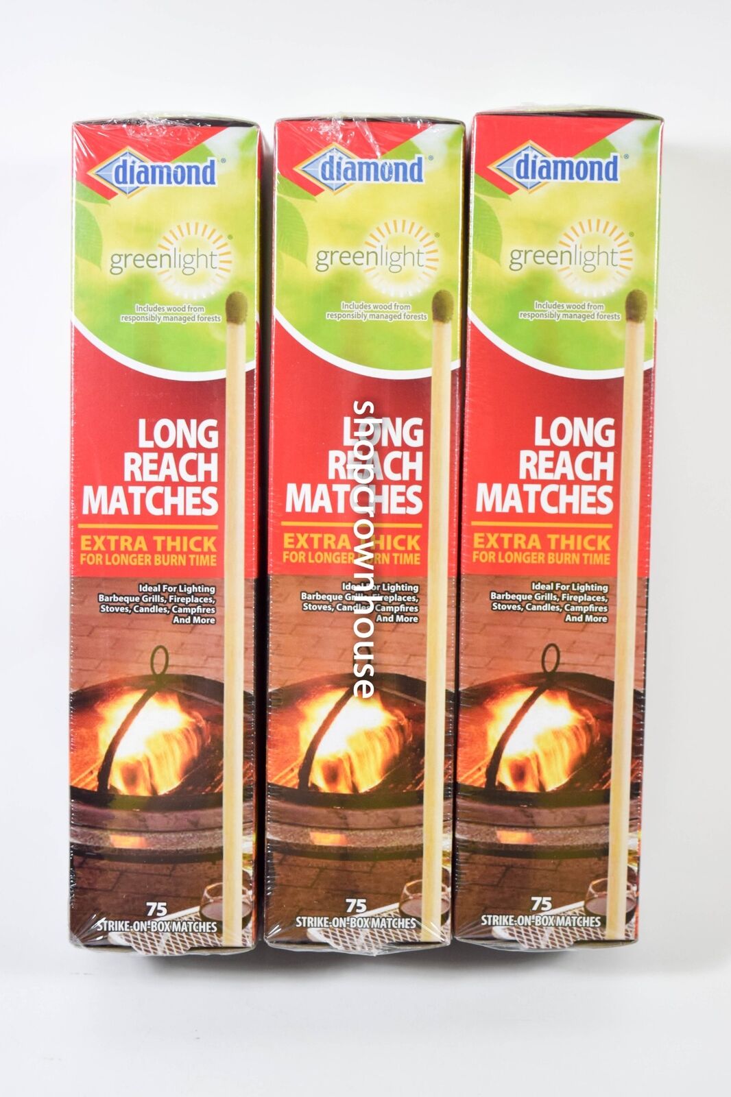75 Count Long Reach Diamond Matches - 3 Boxes