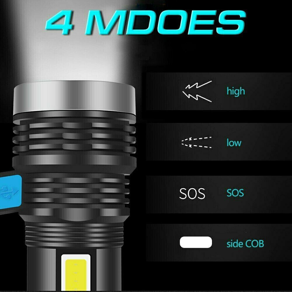 USB Rechargeable Tactical LED Flashlight with High Lumens