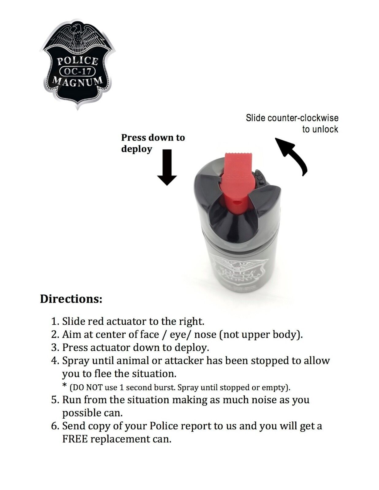 Police Magnum Compact Pepper Spray 3-Pack