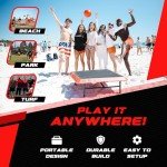 Boardball Sport Portable Foldable Indoor Outdoor Boardball Game Set with Rubberized Top Surface Board, Volleyball, and Hand Pump, Red and Black