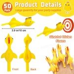 Dshengoo 50 Pack Finger Slingshot Chicken Rubber,Flick Stretchable Chicken Toys,Flying Stretchy Chicken Fingers for Birthday Party Favor,Halloween,School Thanksgiving Activity(Yellow)