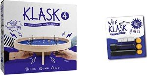 KLASK 4 + Spare Parts: The 4 Player Magnetic Party Game of Skill - for Kids and Adults of All Ages That’s Half Foosball, Half Air Hockey