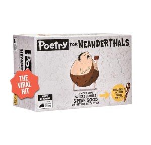 Exploding Kittens Presents Poetry for Neanderthals - Family Card Game for Adults, Teens & Kids - Competitive Word Guessing Family Games, Ages 7 and Up - Includes 200 cards and a 2-foot inflatable club