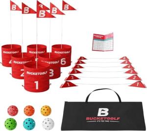 bucketgolf The Ultimate Backyard Golf Game for Kids and Adults - Portable 6 Hole Golf Course Play Outdoor, Lawn, Park, Beach, Yard, Camping