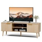 Modern TV Stand with Open Shelves and Cabinets