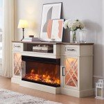 Rustic 3-Sided Electric Fireplace TV Stand