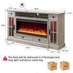 Farmhouse TV Stand with Fireplace and Storage