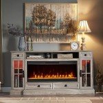 Farmhouse TV Stand with Fireplace and Storage