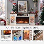 Rustic 3-Sided Electric Fireplace TV Stand