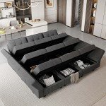 Dark Grey Modular Sectional Sleeper Sofa with Storage