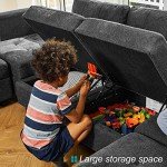 Dark Grey Modular Sectional Sleeper Sofa with Storage