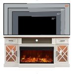 Rustic 3-Sided Electric Fireplace TV Stand