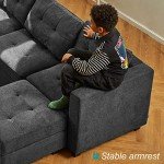 Dark Grey Modular Sectional Sleeper Sofa with Storage