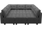 Dark Grey Modular Sectional Sleeper Sofa with Storage