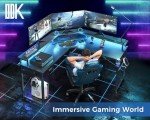 L-Shaped Gaming Desk with LED Lights & Power Ports