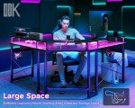 L-Shaped Gaming Desk with LED Lights & Power Ports