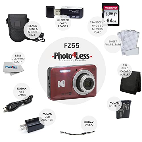 Kodak PIXPRO FZ55 Camera Bundle with 64GB Card