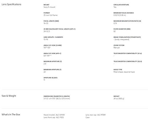 Sony FE 16-35mm F2.8 GM Wide-Angle Lens