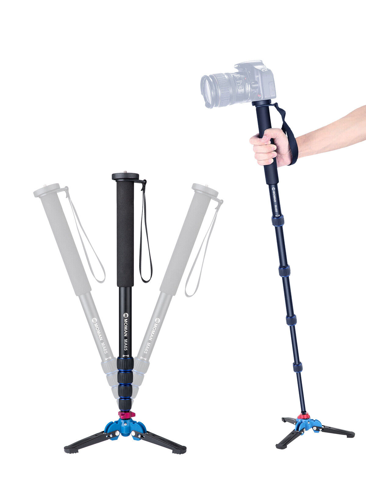 MOMAN MA65 Portable Aluminum Camera Monopod - 22 lbs