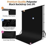 Collapsible Black Photography Backdrop 5x6.5ft