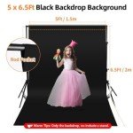 Collapsible Black Photography Backdrop 5x6.5ft