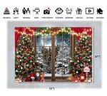 LTLYH 7x5ft Winter Christmas Photography Backdrop Xmas Rustic Wooden Window Full Moon Night Background Baby Kids Party Decorations Portrait Cake Table Banner Photo Studio Props