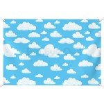 Blue Sky White Clouds Backdrop Cartoon Kids Newborn Birthday Party Photography Background Boys Baby Shower Portraits Photo Booth Wedding Party Decor Props 6 * 3.6ft