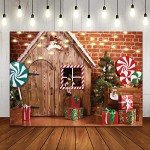 LTLYH 7X5ft Christmas Photo Backdrop Christmas Gingerbread House Candy Tree Photoshoot Background for Kids Portrait Photo Studio Booth Photographer Props Backdrop 119