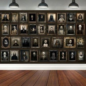 Halloween Portrait Backdrop Banner Horror Decorations - Haunted Banner Gothic Mansion Portraits Backdrop Banner Change Face Halloween Party Decoration