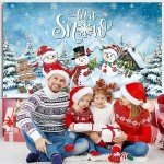 Tiamon Christmas Let It Snow Backdrop for Photography Rustic Snowman Background Winter Wall Decorations Portrait Photobooth Party Banner Photo Studio Props for Xmas Holiday New Year(Null)