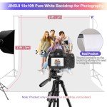 White Backdrop for Photoshoot, 10x10ft Photography Backdrops Double-Sided, White Photo Backdrop Curtain for Party, Polyester Fabric White Background Screen for Photographic Studio Picture Portrait