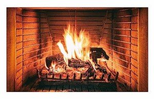 Funnytree 5 x 3 FT Winter Photography Backdrop Burning Firewoods Christmas Fireplace Woods Flaming Background for Children Kids Family Camping Barbeques Party Decor Banner Portrait Photo Booth