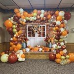 Fall Rustic Backdrop for Photography Autumn Harvest Pumpkin Sunflower Photo Background Red Brick Wall White Barn Door Portrait Background Thanksgiving Day Fall Theme Party Decorations Banner 7x5ft