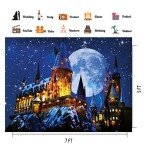 CHAIYA 7X5FT Magic Castle School Palace Backdrop Halloween Night Big Moon Lightning Photography Backdrop Baby Shower Child Portrait Birthday Party Decoration Backdrops