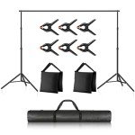 Neewer Photo Studio Backdrop Support System, 10ft/3m Wide 6.6ft/2m High Adjustable Background Stand with 4 Crossbars, 6 Backdrop Clamps, 2 Sandbags, and Carrying Bag for Portrait & Studio Photography
