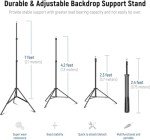 Neewer Photo Studio Backdrop Support System, 10ft/3m Wide 6.6ft/2m High Adjustable Background Stand with 4 Crossbars, 6 Backdrop Clamps, 2 Sandbags, and Carrying Bag for Portrait & Studio Photography