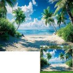 LIANNE 7x5FT Hawaiian Beach Palm Tree Photo Backdrop Tropical Seaside Ocean Sence Background Summer Sky Sea Bridal Island Shower Birthday Party Studio Portrait Props