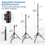 Photo Backdrop Stand, 10x6.5 ft Background Stand for Photoshoot, Hemmotop Adjustable Backdrops Stand for Parties, Photography, Photo Booth, Projector Screen, Movie Screen, Portraits, Streaming