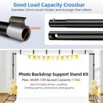 Photo Backdrop Stand, 10x6.5 ft Background Stand for Photoshoot, Hemmotop Adjustable Backdrops Stand for Parties, Photography, Photo Booth, Projector Screen, Movie Screen, Portraits, Streaming