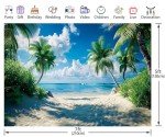 LIANNE 7x5FT Hawaiian Beach Palm Tree Photo Backdrop Tropical Seaside Ocean Sence Background Summer Sky Sea Bridal Island Shower Birthday Party Studio Portrait Props